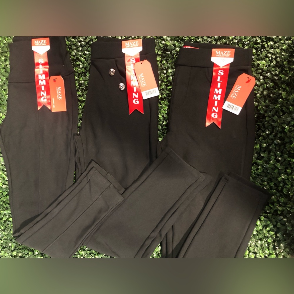 NWT 3 Pairs of Maze Collection Slimming Scuba Legging Stretch Pants Size Large.